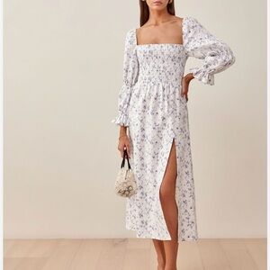 House of Harlow 1960 Linen Blend Floral Midi Dress